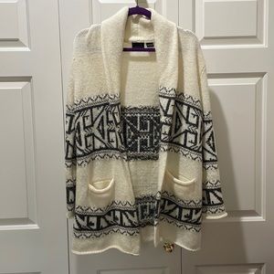 Oversized patterned cream cardigan